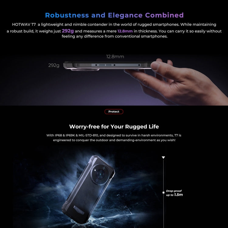 HOTWAV T7 Rugged Phone, 6280mAh, 6.52 inch Android 13 MT8788 Octa Core, Network: 4G, OTG, 4GB+128GB HOTWAV T7 Rugged Phone, 6280mAh, 6.52 inch Android 13 MT8788 Octa Core, Network: 4G, OTG, 4GB+128GB